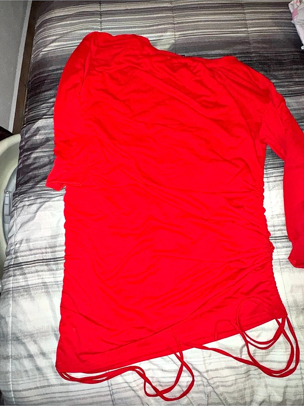Red Long Sleeve Ruched Top - Picture 2 of 2
